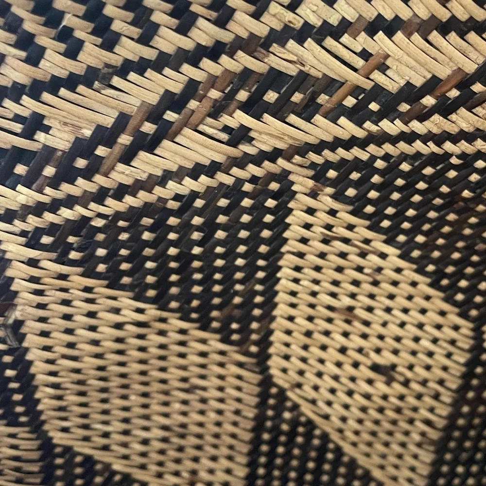 Rattan AJAT BASKET Wicker Backpack Sling Bag Argyle Pattern Woven